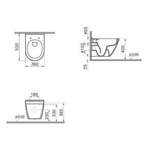 Унитаз подвесной безободковый Vitra S50 7740B003-0075 без сиденья